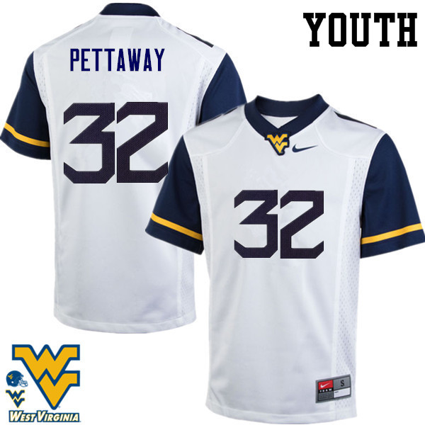 NCAA Youth Martell Pettaway West Virginia Mountaineers White #32 Nike Stitched Football College Authentic Jersey HN23N20BQ